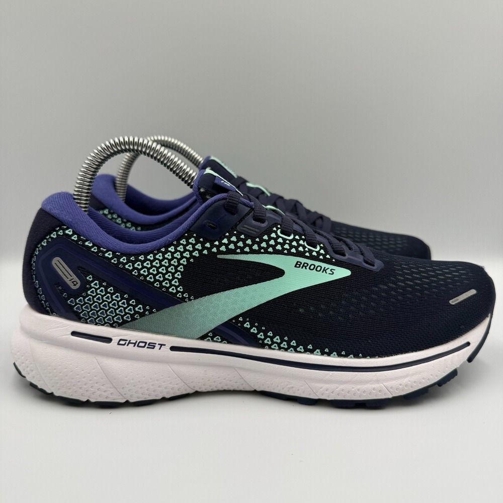 Brooks Ghost 14 Blue White Running Shoes Sneakers Women's 8.5 B 1203561B446